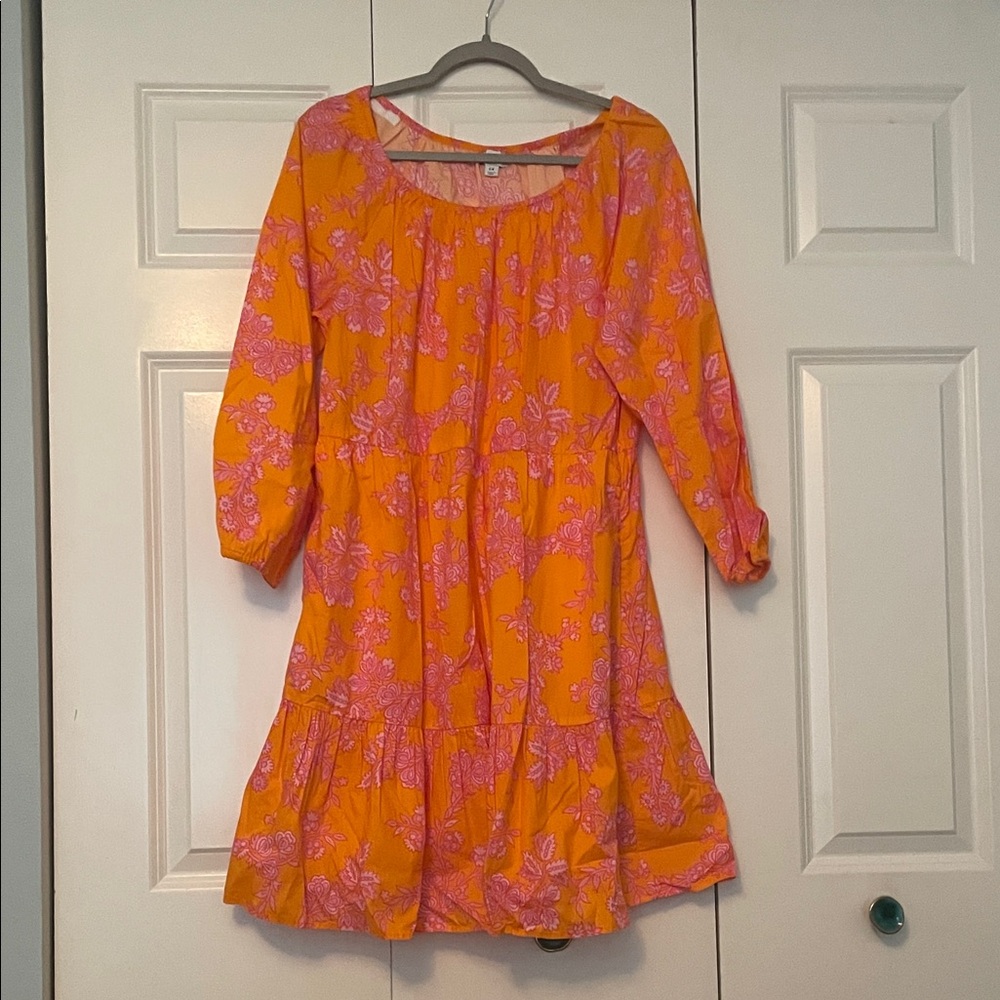 Floral Orange and Pink Kids Dress